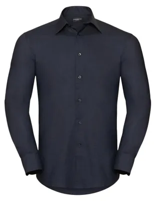Produktbild von Russell Collection Oxford Herren Hemd, Langarm, pflegeleicht FK736 (Kragenweite 42) (Schwarz)