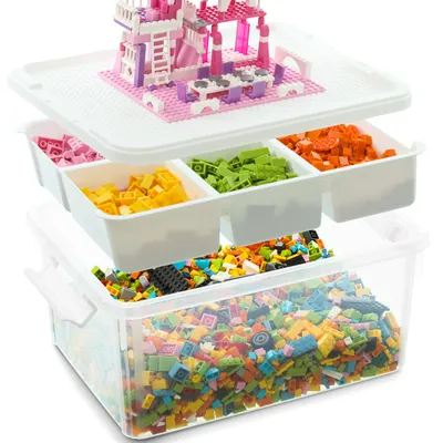 Aufbewahrungsbox 16 L transparent mit Deckel und Tablett