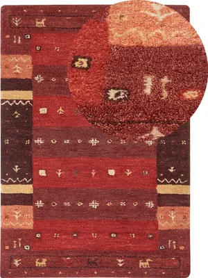 Zdjęcie produktu dla BELIANI Dywan czerwony wełniany 160 x 230 cm tradycyjny styl wzór etniczny
