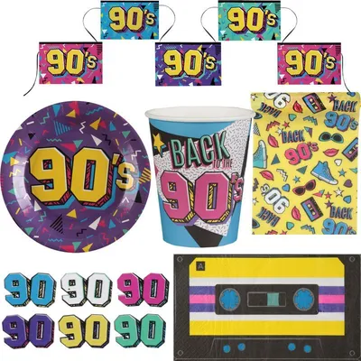 Produktbild von 90er Jahre Party Deko Set Partyset 90s Dekoration Mottoparty