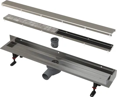 Zdjęcie produktu dla Rynny prysznicowe Alcadrain - Rynna prysznicowa Fit and Go Wall 950 mm, z rusztem, stal nierdzewna APZ23-DOUBLE9-950