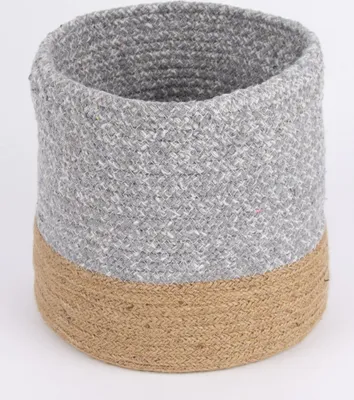 Produktbild von Aufbewahrungskorb geflochten Baumwolle Jute grau weiß natur verschiedene Größen