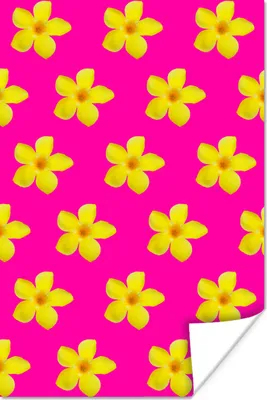 Produktbild von MuchoWow® Poster Blumen - Gelb - Muster 60x90 cm - Wanddekoration
