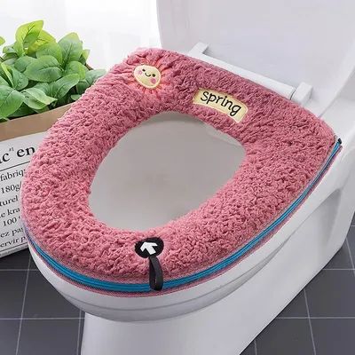 Produktbild von 2er Set Universal Weich Warm Toilettensitzkissen mit Aufhängeschlaufe, Rot