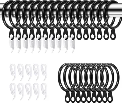 Metall-Gardinenringe 50 Stk., 30 mm Ø, mit Haken, schwarz