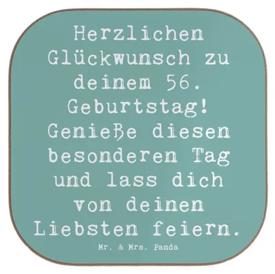 Produktbild von Mr. & Mrs. Panda Tischschoner Spruch 56. Geburtstag - Meeresbrise - Geschenk, Design Untersetzer, Glückwünsche, Zeit für Erinnerungen, Coaster, Alter, Geburtstagsgeschenk