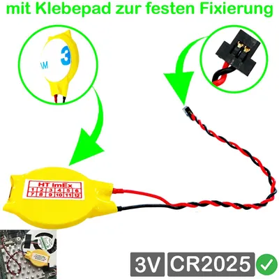 Produktbild von plug cable CR2025 3V RTC CMOS Battery Connector 6 x 3 mm for PC Notebook BIOS