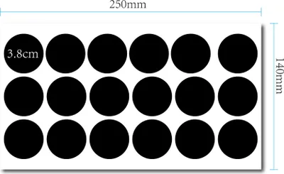 Produktbild von INF Wiederverwendbare Tafelsticker, 18er-Pack (38 mm) runde schwarze PVC-Aufkleber