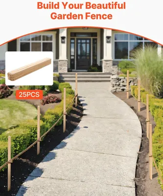 Produktbild von Holzpfähle für den Garten, 25 Stück, 19,05 × 19,05 × 914,4 mm Vermessungspfähle, Gartenpfähle mit scharfer Spitze, Pflanzenstützpfähle aus Tannenholz, Pfosten für Schlammzäune, Grundstücksgrenzen, Basislinien