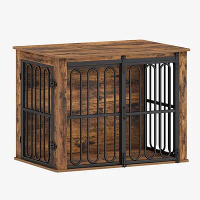 Image de Cage pour chiens - Enclos pour chiens - Abri pour chiens - Maison pour chiens - Cage pour chiens - Cage en bois - Double porte avec porte coulissante