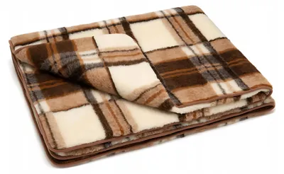 Produktbild von Best Wool Merino Wolldecke Ganzjährig Braun Karo 200x200 cm