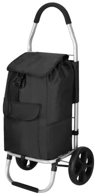 Productafbeelding van Boodschappentrolley - Boodschappenkrat - Met Twee Wielen - Grijs - Zwart - 42 L - 28 KG - 99 x 57 CM