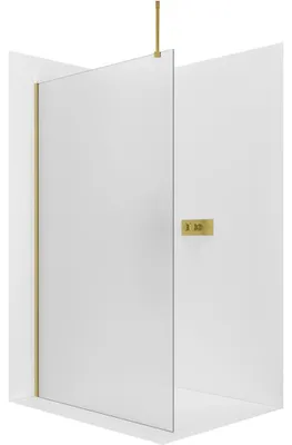 Produktbild von CERANO - Duschabtrennung Walk-in Onyx Top Round L/P - 8 mm - runde Stütze - goldfarben, Milchglas - 50x200 cm