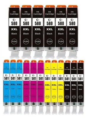 Image de 18 cartouches d'encre compatibles avec Canon PGI-580 XXL & CLI-581 XXL noir, cyan, magenta, jaune