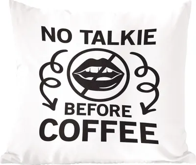Produktbild von MuchoWow® Zierkissen Sofakissen Wohnzimmer Dekokissen 60x60 cm Kein Gespräch vor dem Kaffee - Sprichwörter - Kaffee - Zitate - Sitzfläche - Foto Polster