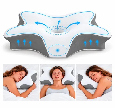 Produktbild von Kopfkissen Nackenkissen Ergonomisches Orthopädisches Kissen gegen Nackenschmerzen Nackenstützkissen Schlafkissen Memory Foam Kissen Grau YaLiva Decor