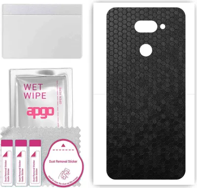 Produktbild von apgo Rückseite Schutzfolie, Skin, kompatibel mit LG K40S, Hinten Displayschutzfolie aus Vinylfolie, kratzfest, einfache Montage - Schwarze Honigwabe