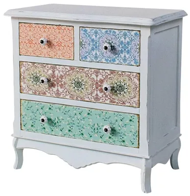 Produktbild von Casa Padrino Landhausstil Shabby Chic Kommode Antik Weiß / Mehrfarbig 70 x 38 x H. 71 cm - Landhausstil Kollektion