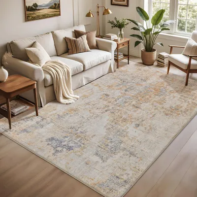 Imagen del producto de Alfombra suave y moderna para sala de estar y dormitorio, 120x160 cm - Amarilla