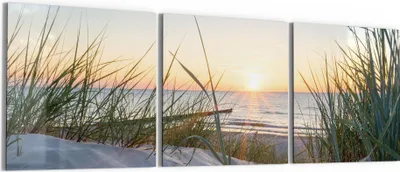 Produktbild von DEQORI Glasbild Echtglas 3x50x50 cm 'Ostsee Sonnenuntergang' Wandbilder XXL groß