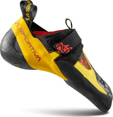 Kletterschuh "Skwama" von La Sportiva; schwarz-gelb mit Klettverschluss; für Klettern.