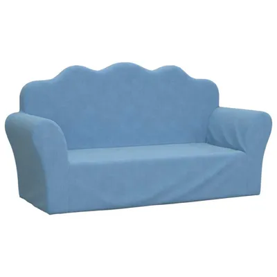 Produktbild von vidaXL Kindersofa 2-Sitzer Blau Weich Plüsch