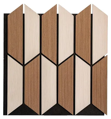 Produktbild von Akustik-Wandplatte - Holzoptik hell und dunkel - 1,63 m² - 4er-Set - LEOLIA