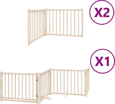 Imagen del producto de vidaXL, jaula para perros de 8 piezas con puerta, plegable, 640 cm, madera de álamo