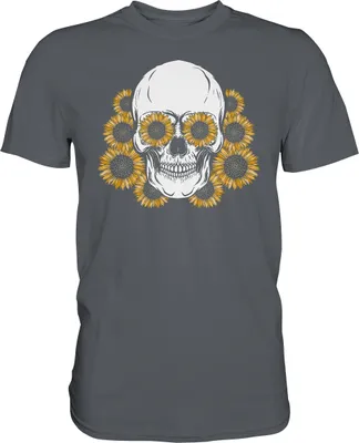 Produktbild von Totenkopf Sonnenblumen Shirt Gärtner Geschenk Garten – Dark Grey / L