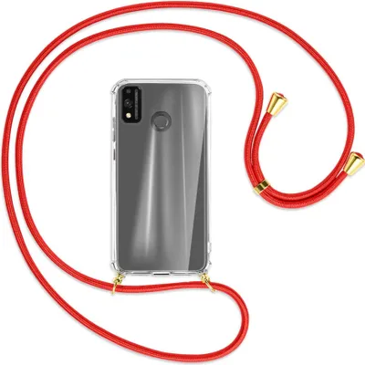 Produktbild von Handykette Backcover-Schutzhülle mit Band (Metall goldfarben) für Honor 9X Lite - rot