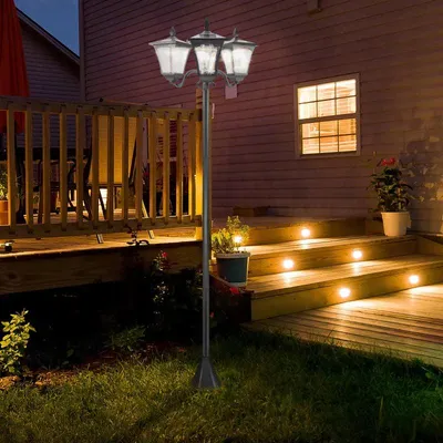 Immagine prodotto di Lampada da giardino solare con 3 luci a LED – Illuminazione esterna dimmerabile | Colore: Nero