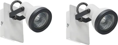 Zdjęcie produktu dla BELIANI Zestaw 2 lamp ściennych biały z czarnym metalowy regulowane 1-punktowy styl industrialny