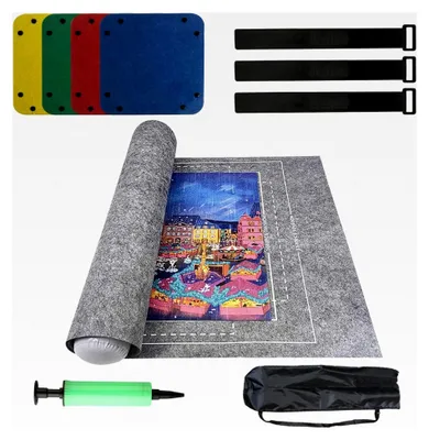 Produktbild von Puzzlematte für bis zu 1500 Teile mit Aufrollfunktion, tragbare Puzzleunterlage (116 x 66 cm)