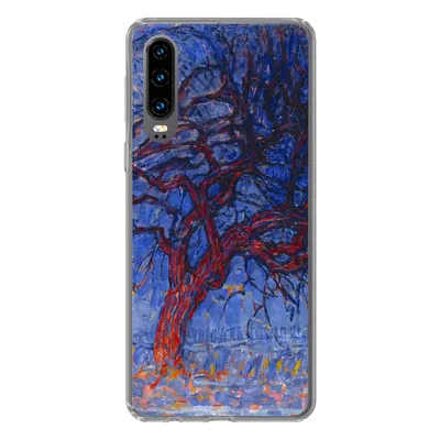 Produktbild von MuchoWow® Handyhülle Schutzhülle Hülle für Huawei P30 Roter Baum - Piet Mondrian Silikon Softcase Handy Hülle - Kartenbesitzer