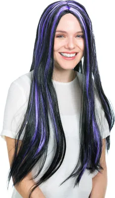Produktbild von Perücke Vampir Langhaar - schwarz/lila