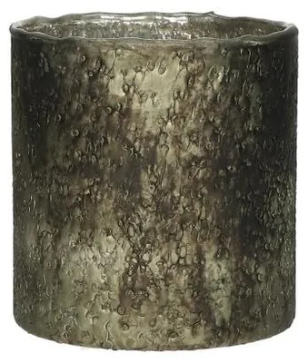 Image de Pomax Piatra, bougeoir en verre, gris foncé, diamètre 15 cm, hauteur 16 cm