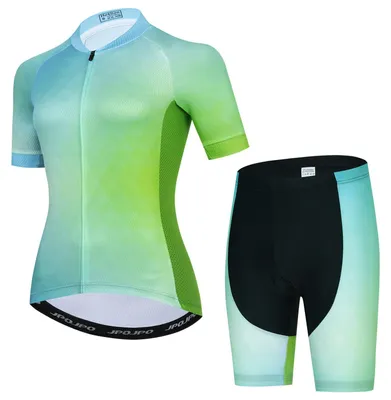 Productafbeelding van Dames Fietsshirt en Shorts Set - Korte Mouwen - Ademend