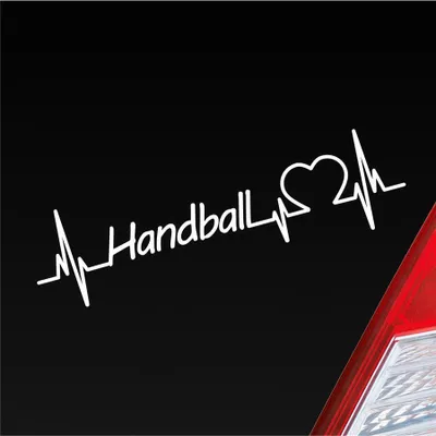 Produktbild von Auto Aufkleber Handball Herzschlag Ballsport Halle Hände Sport Liebe 19x5 cm Weiss Glanz Sticker Heckscheibenaufkleber
