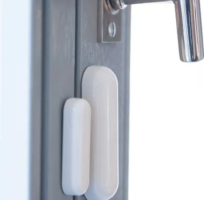 Produktbild von Ednet .smart home Funk Kontaktsensor für den Einsatz an Tür und Fenster, 433 MHz, Batterietyp MN21, 433 MHz, Weiß, Akku, MN21, 100 mm, 30 mm