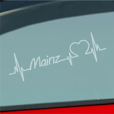 Produktbild von Auto Aufkleber Mainz Herz Herzschlag 19x6 cm Milchglas Sticker Heckscheibenaufkleber