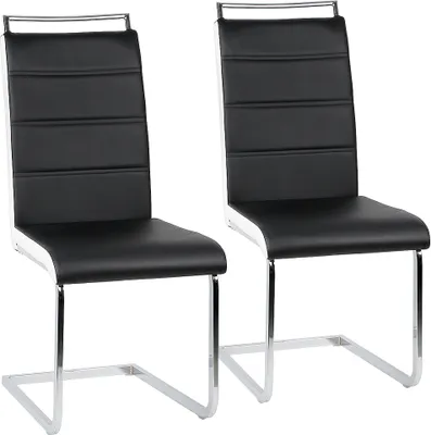 Produktbild von WYCTIN 2*Esszimmerstuhl Freischwinger Stuhl Set Stühle Polsterstuhl Schwingstuhl Schwarz weiß