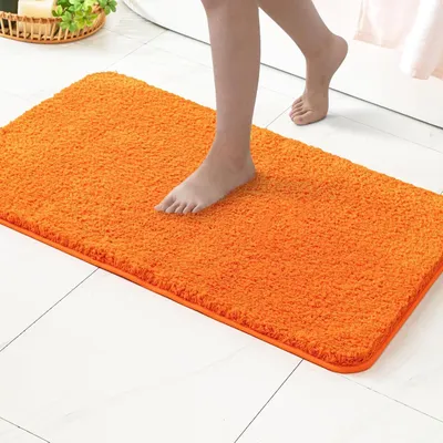 Productafbeelding van Antislip badmat, zacht, oranje, 50x80 cm, microvezel, absorberend, machinewasbaar