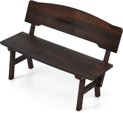 Image de Banc de jardin, résistant aux intempéries, banc avec dossier, banc en bois pour 2 personnes, supportant jusqu'à 325 kg, banc de terrasse en bois, banc de parc pour jardin, balcon, terrasse