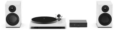 Produktbild von Pro-Ject Colourful Audio System E, Audio-Plattenspieler mit Riemenantrieb, Schwarz, Weiß, Metall, 33,45,78 RPM, 33,45,78 RPM, 21,9 cm