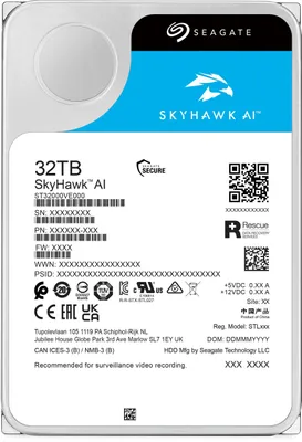 Obrázok produktu pre Seagate SkyHawk AI, 32 TB, 512 MB, 3.5", Serial ATA III