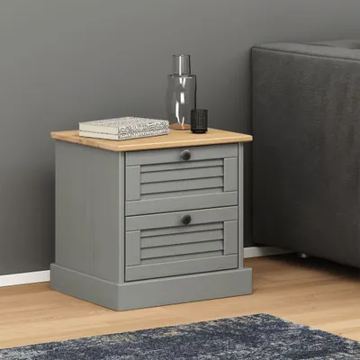 Zdjęcie produktu dla vidaXL Stolik nocny VIGO szary 42x35x42 cm lite drewno sosnowe