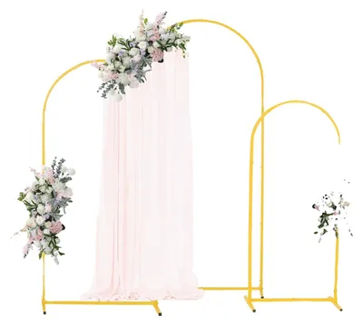 Image de Arche de mariage VEVOR, lot de 3, supports de fond de 1,2/1,5/1,8 m, arche en métal doré en forme de ballon pour les mariages, les anniversaires, les remises de diplômes, les fêtes et la décoration de cérémonies
