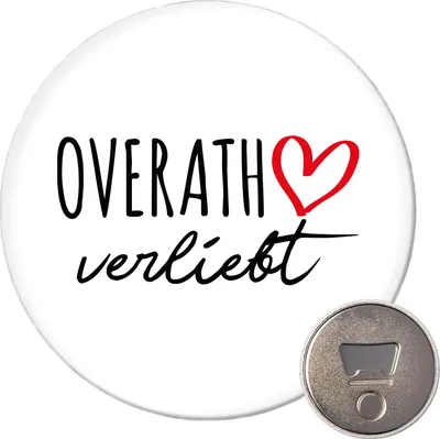 Produktbild von Huuraa Magnet Overath verliebt 59mm Kühlschrankmagnet rund Flaschenöffner Geschenkidee