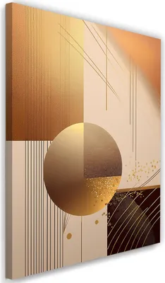 Obrázek produktu pro Obraz na plátně Zlatá geometrická abstrakce Glamour 60x90 Feeby Béžový obraz na zeď připravený k zavěšení