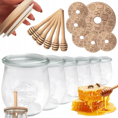 Produktbild von WECK Honiggläser mit Honigheber Set 220ml 6 Stück